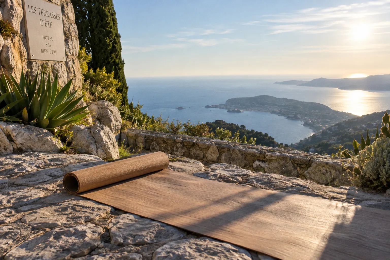 Yoga au lever du soleil à Eze : leçon d'équilibre en altitude
